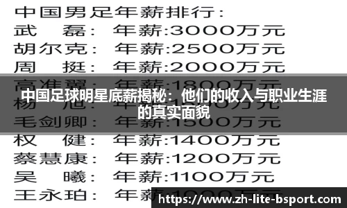 中国足球明星底薪揭秘：他们的收入与职业生涯的真实面貌